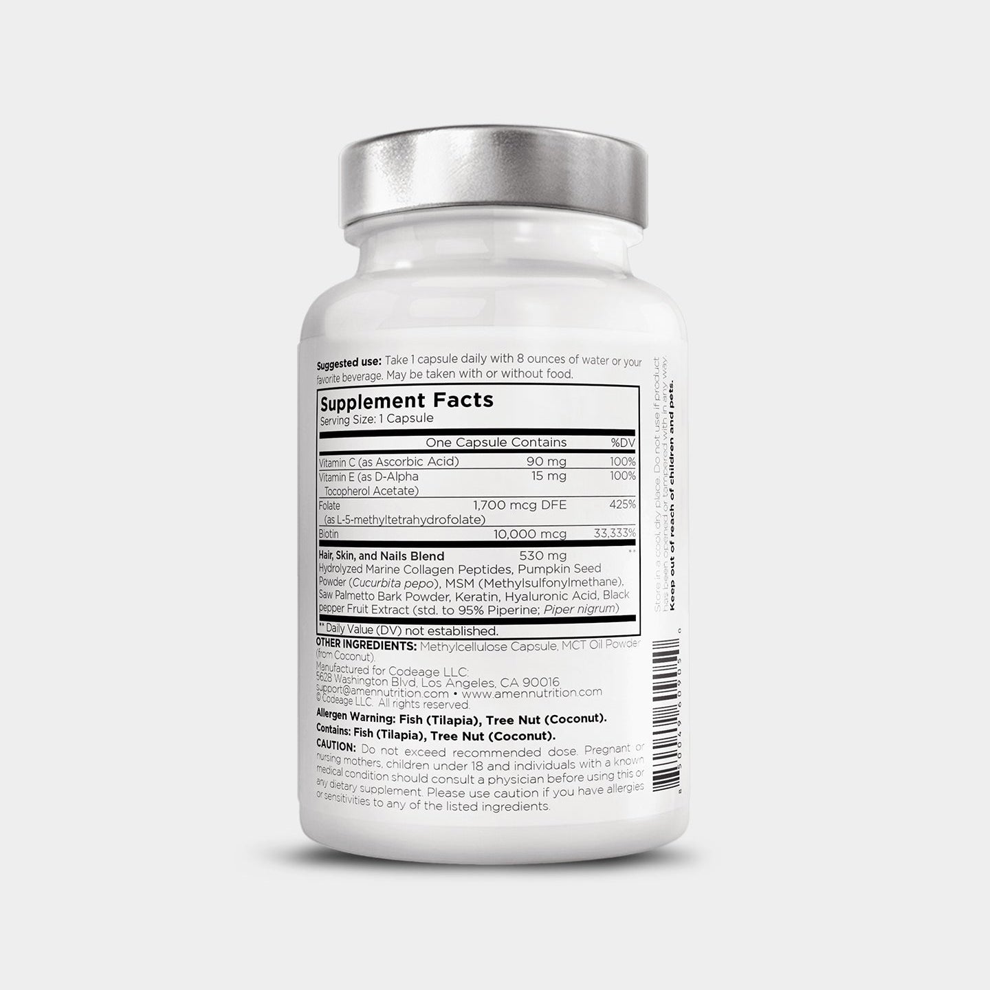 Codeage Amen Biotin Collagen Vitamins + Black Pepper Extract - Bodybuilding.com